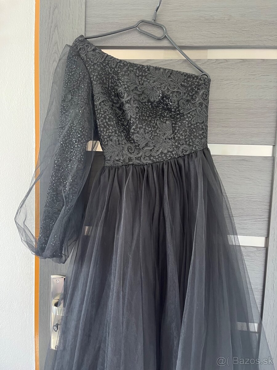 Čierne spoločenské šaty 34/XS - 3