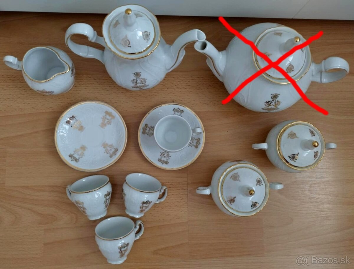 Biely porcelánový set so zlatými ornamentmi - 3