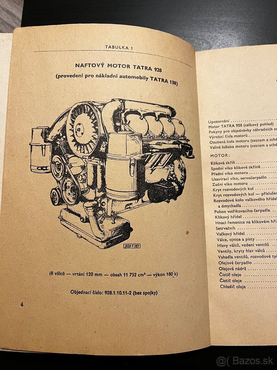 Dielenská príručka pre motor Tatra 928 - 3