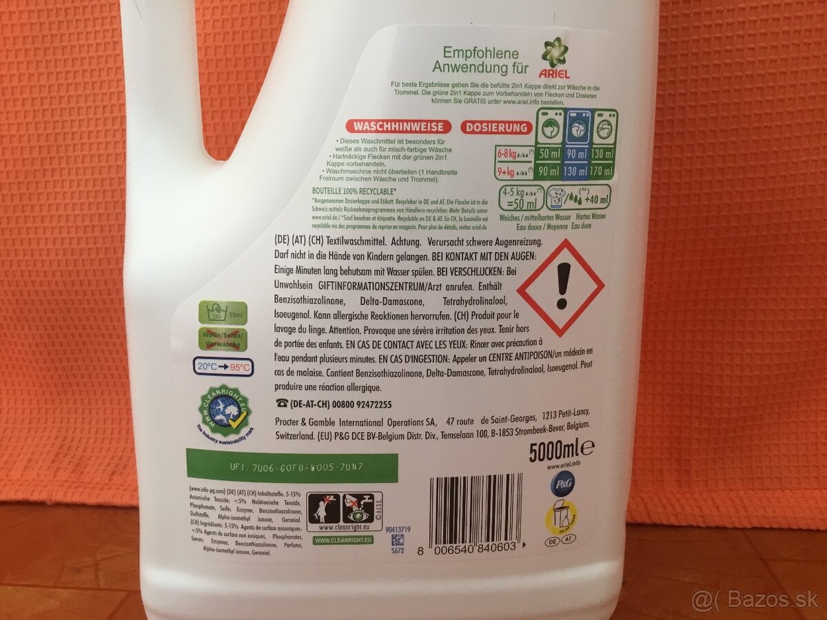 Prací gél Ariel pre biele prádlo, 5L, 100 praní, 2 kusy - 3
