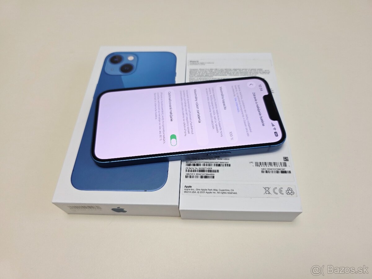 APPLE IPHONE 13 128GB BLUE TOP STAV BATERKA 100% TOP STAV - 3