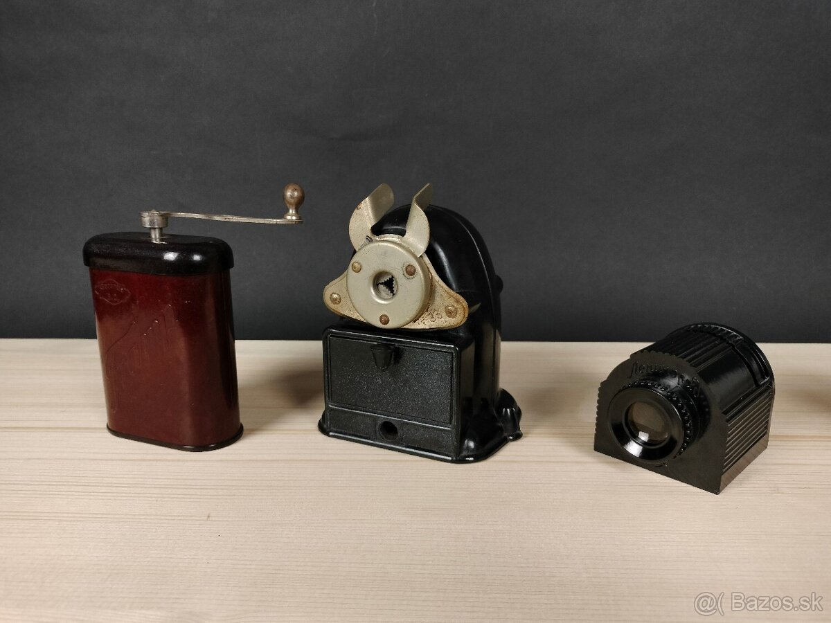 Bakelitové strúhadlo, mlynček, zošívačka, monoskop - 3