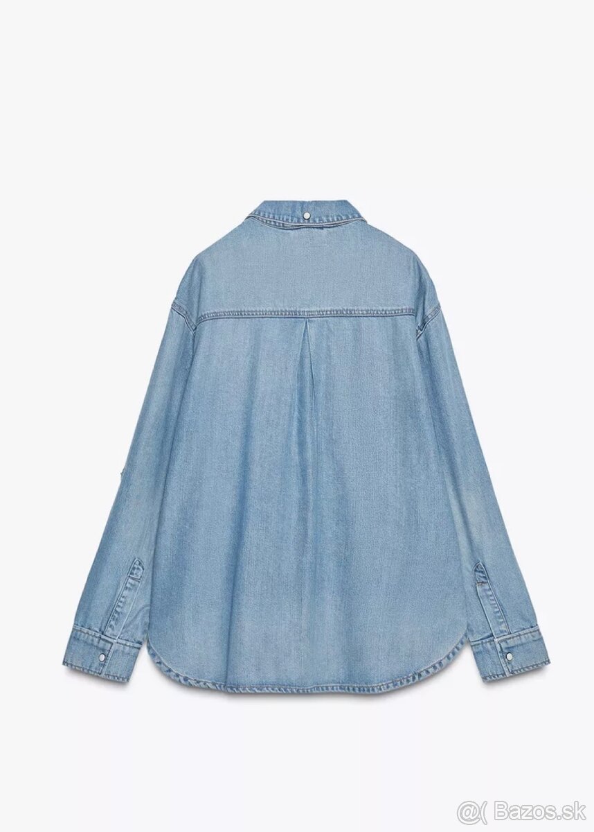 Denimová oversize dámska košeľa - 3