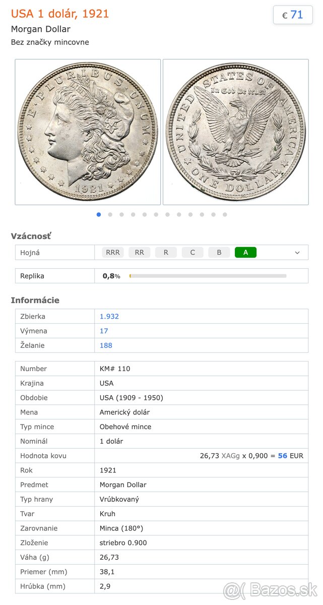 Pamätné strieborné mince USA - 3