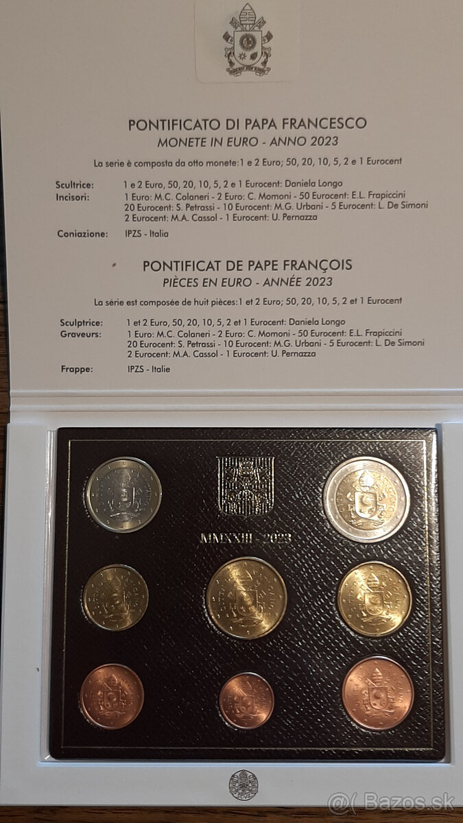 Kompletná zbierka UNC euromincí Vatikán (2002–2024)na predaj - 3