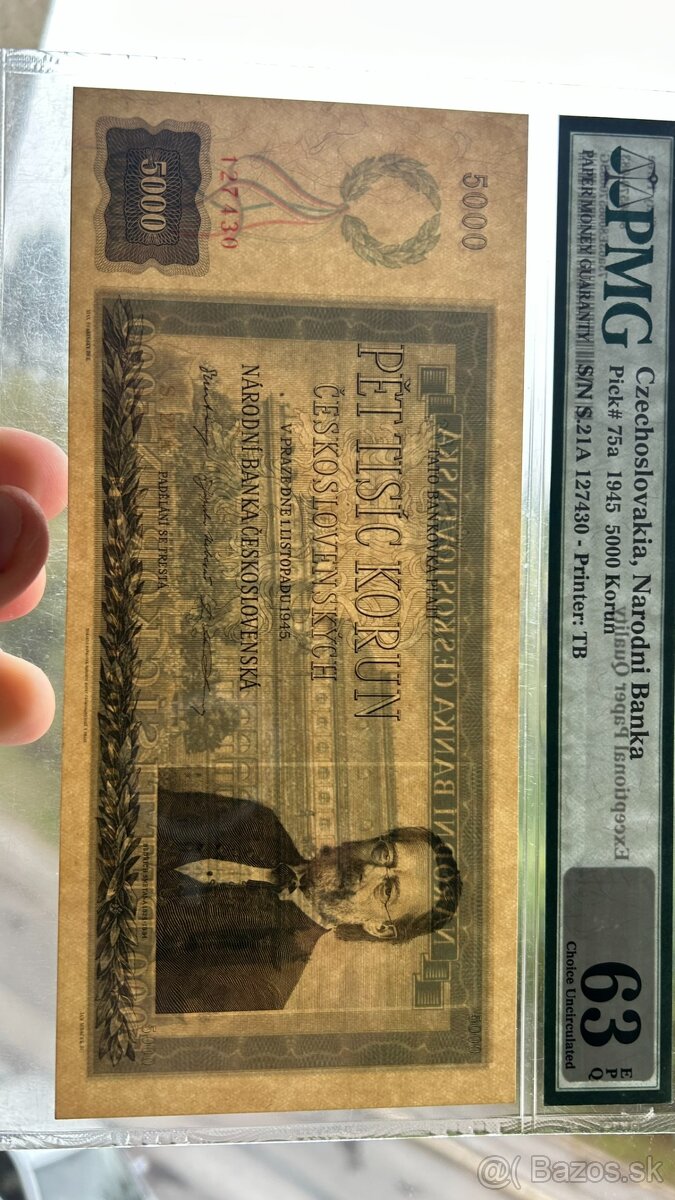 Bankovky ČSR 1945 Smetana Neperforovaná PMG - 3