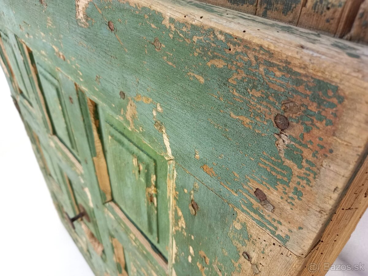 Starožitné drevené dvere - staré masívne dvere na stenu - 3