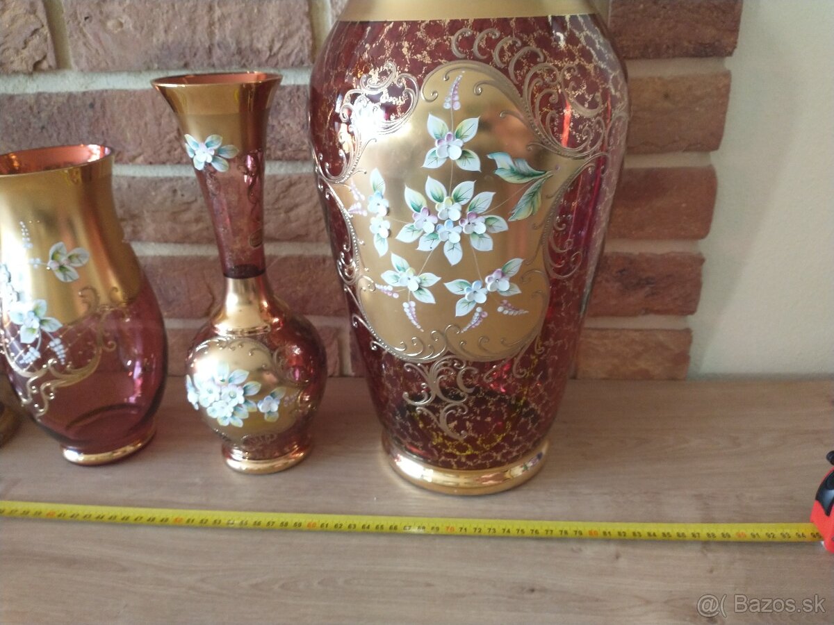 borské sklo, hutné sklo, zlatá zuzana ružová - 3