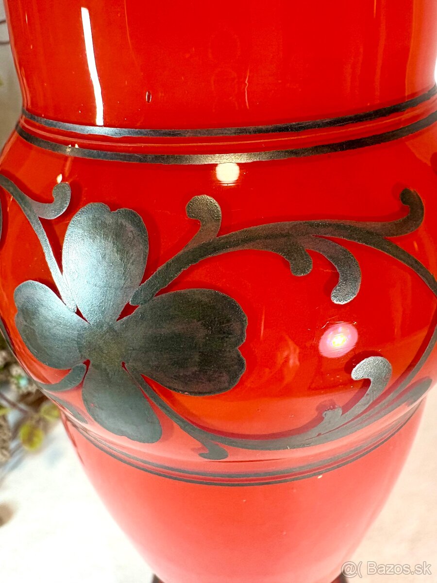 Secesia tango sklo W.Kralik, maľba striebrom - 3