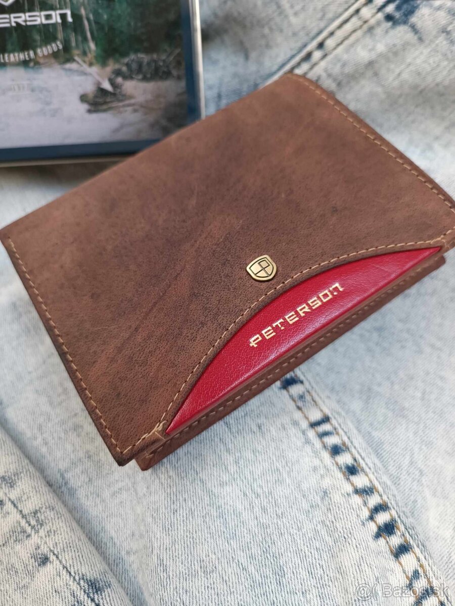 Kožená peňaženka PeTerson hnedo červená - 3