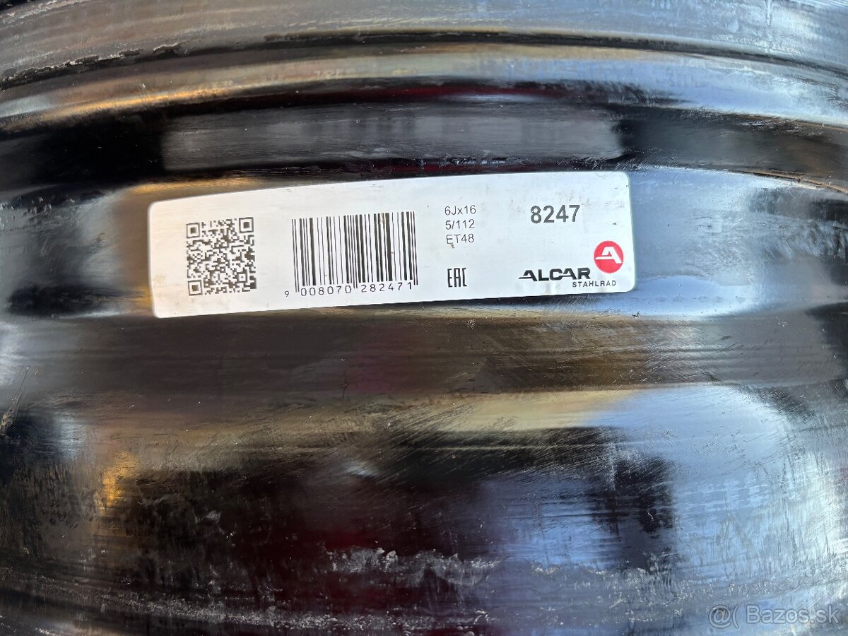 Predám plechové disky Alcar KFZ 8247 – 6Jx16, 5×112, ET48 - 3