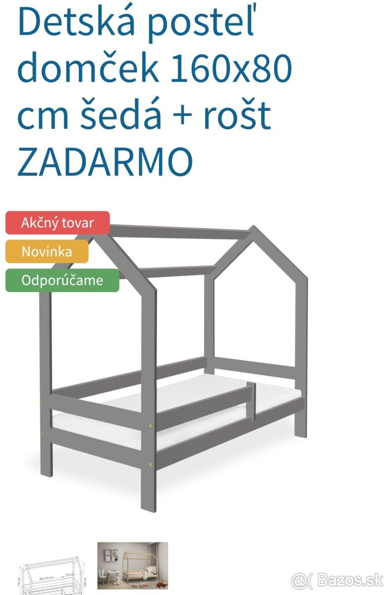 Domčeková posteľ s matracom - 3