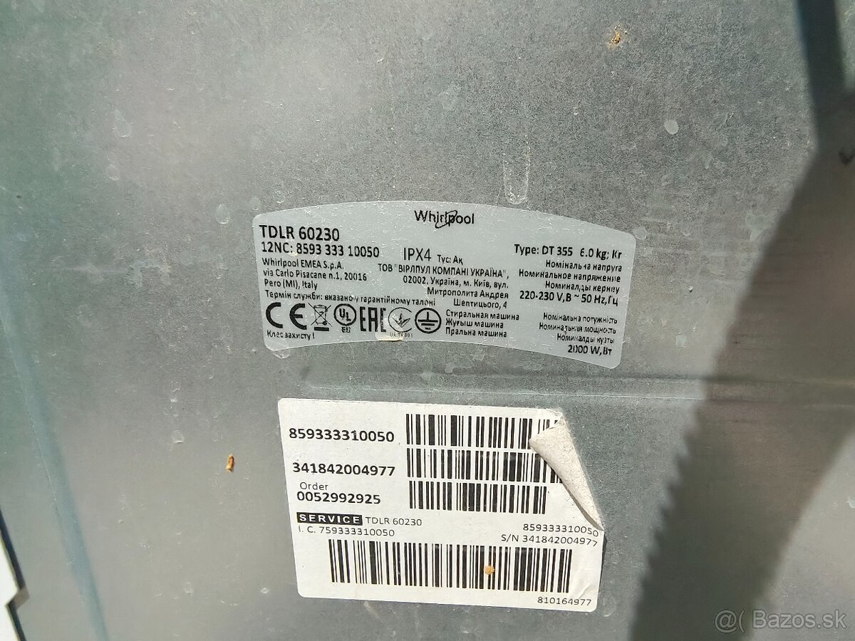 Predám práčku Whirlpool DT355 - 3