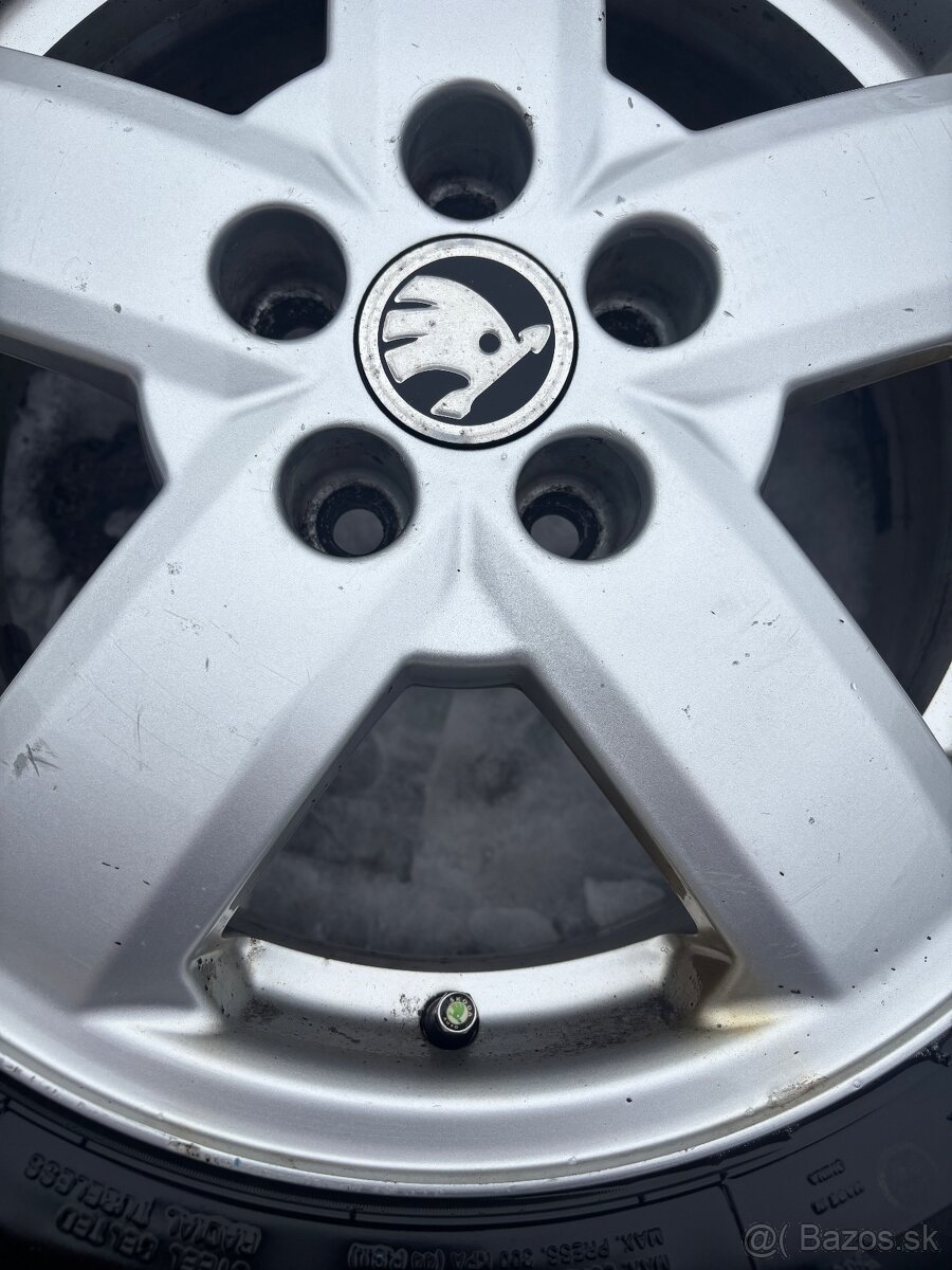 Originál hliníkové Alu disky + pneu R15 škoda 5x100 - 3