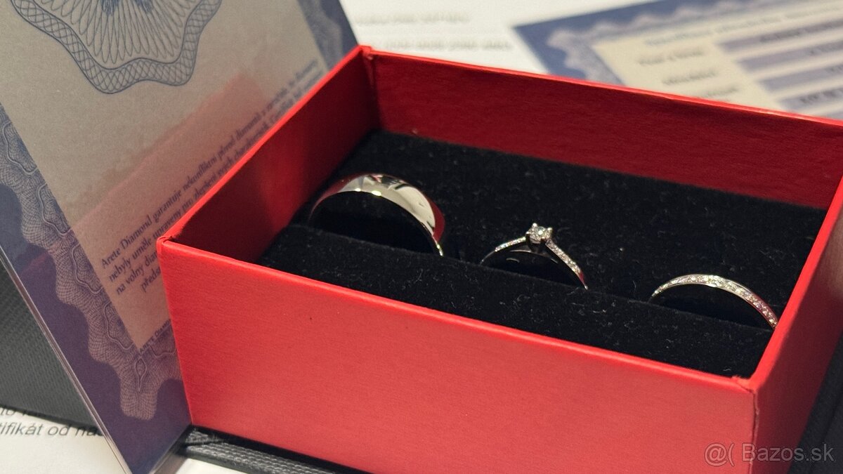 Diamantové prstene, obrúčky + zásnubný, - 3