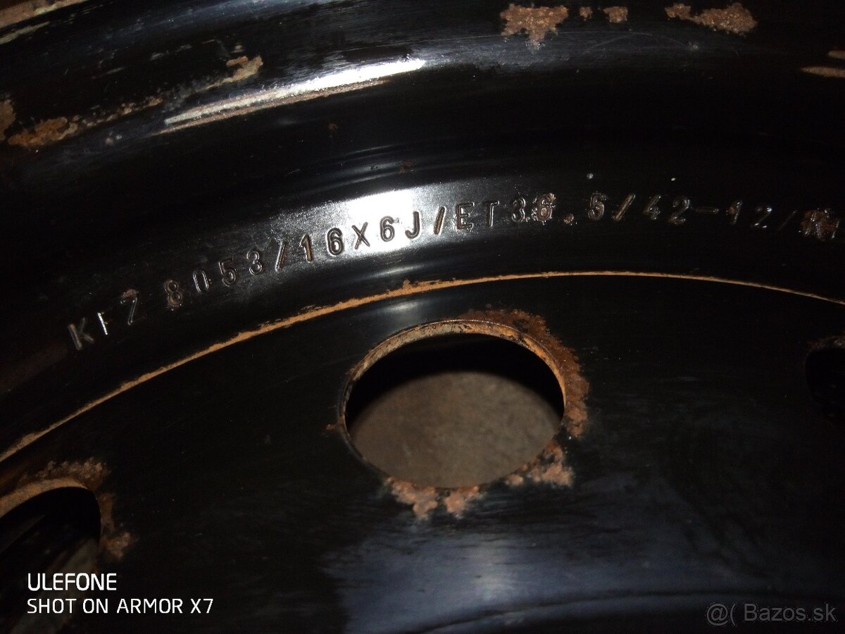 Predám plechové disky R16"; KFZ8053/16X6J/ET36.5 - 3