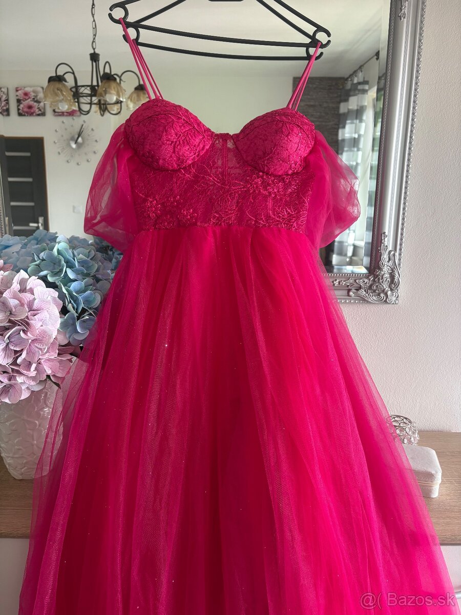 Ružové spoločenské šaty 38/M - 3