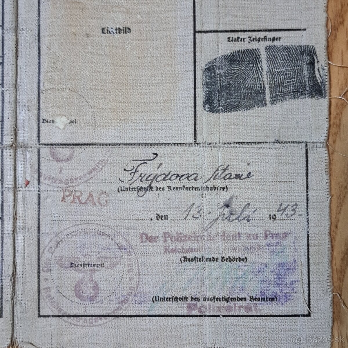 Legitimácia Kennkarte 1943, tretia ríša Nemecko - 3