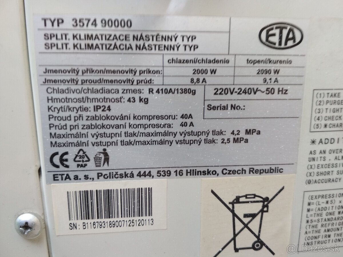 Vonkajšia jednotka klimatizácie ETA - 3