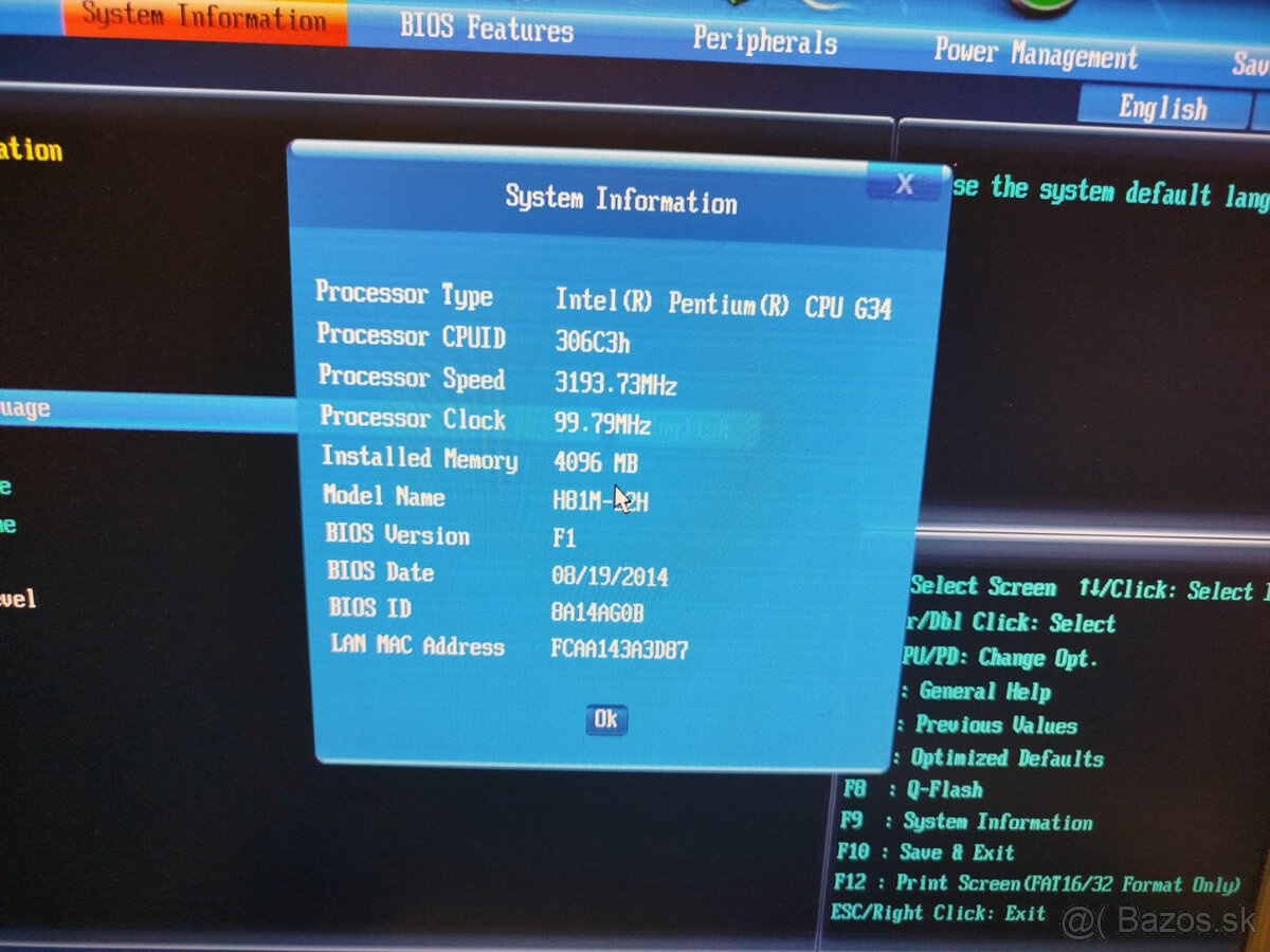 doska Gigabyte H81M-S2H + Pentium G3420 + chladič - 3
