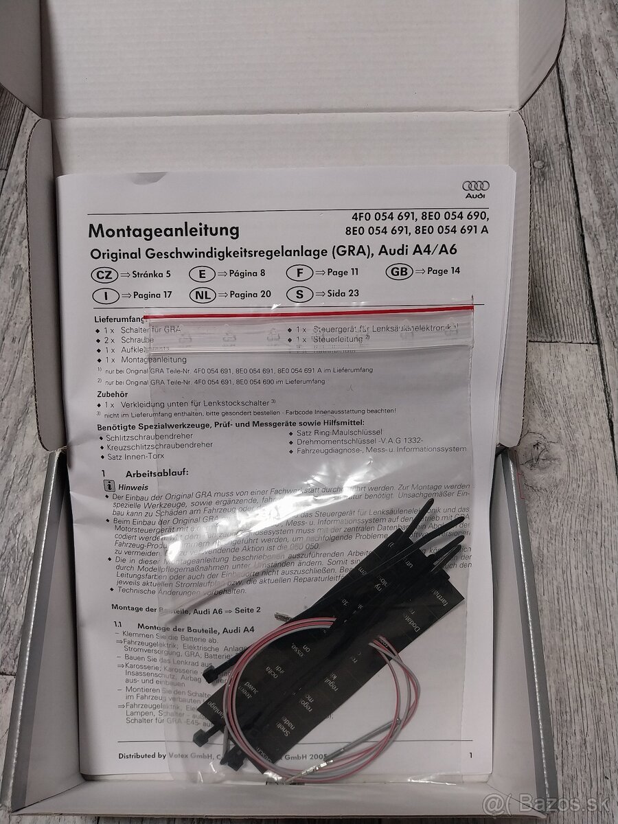 Prepínacia páčka tempomatu. 4E0953521B - 3