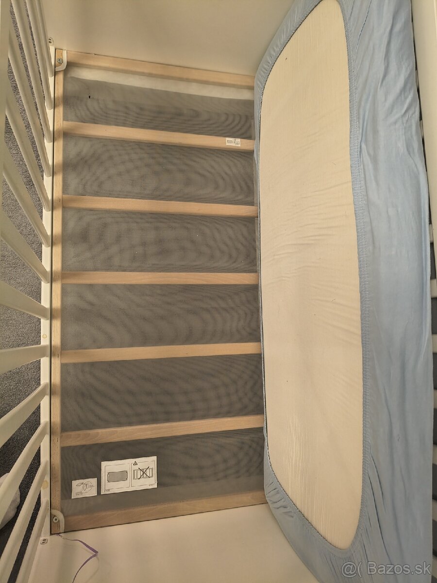 Drevená detská postieľka biela matná - 3