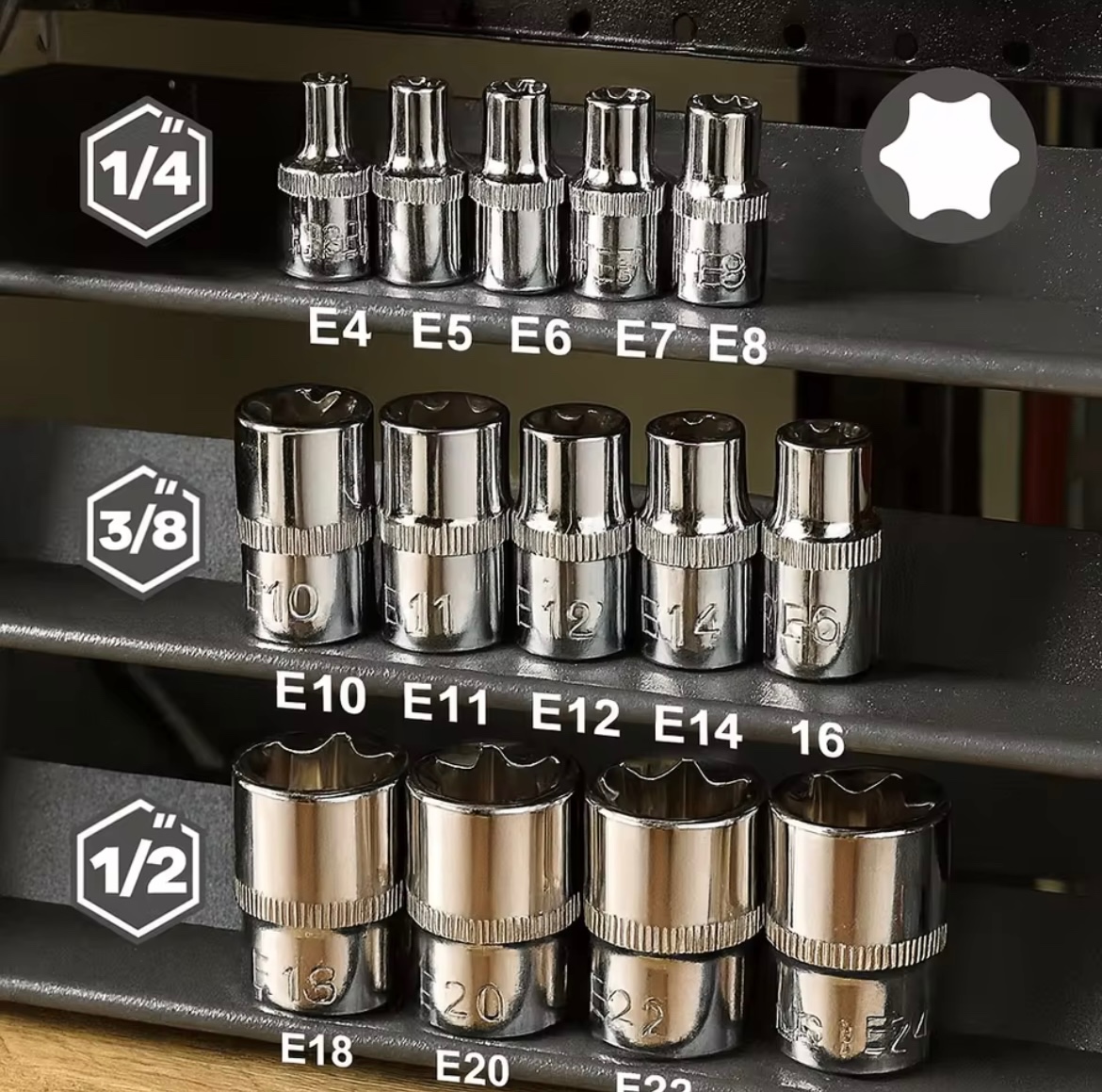 ♦️Nová sada 14 ks Torx E4-E24 v praktickom puzdre E4 E5 E6 E - 3
