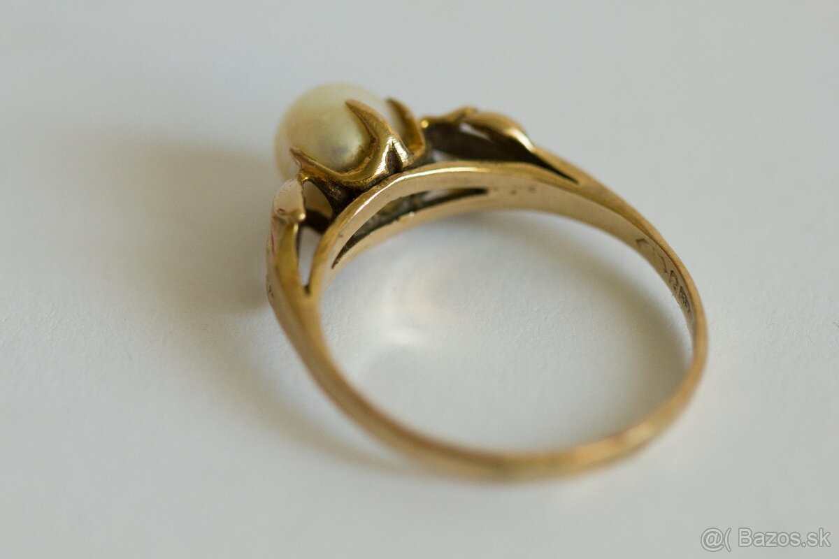 Elegantný 9ct zlatý prsteň s perlou - 3