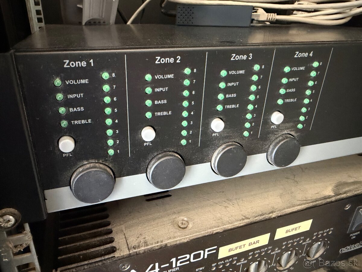 AUDAC MTX48 – 4-zónový audio mixér / controller (top stav) - 3