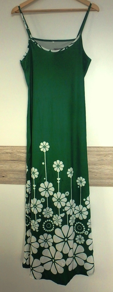Zeleno biele letné maxi šaty, v. M/L - 3