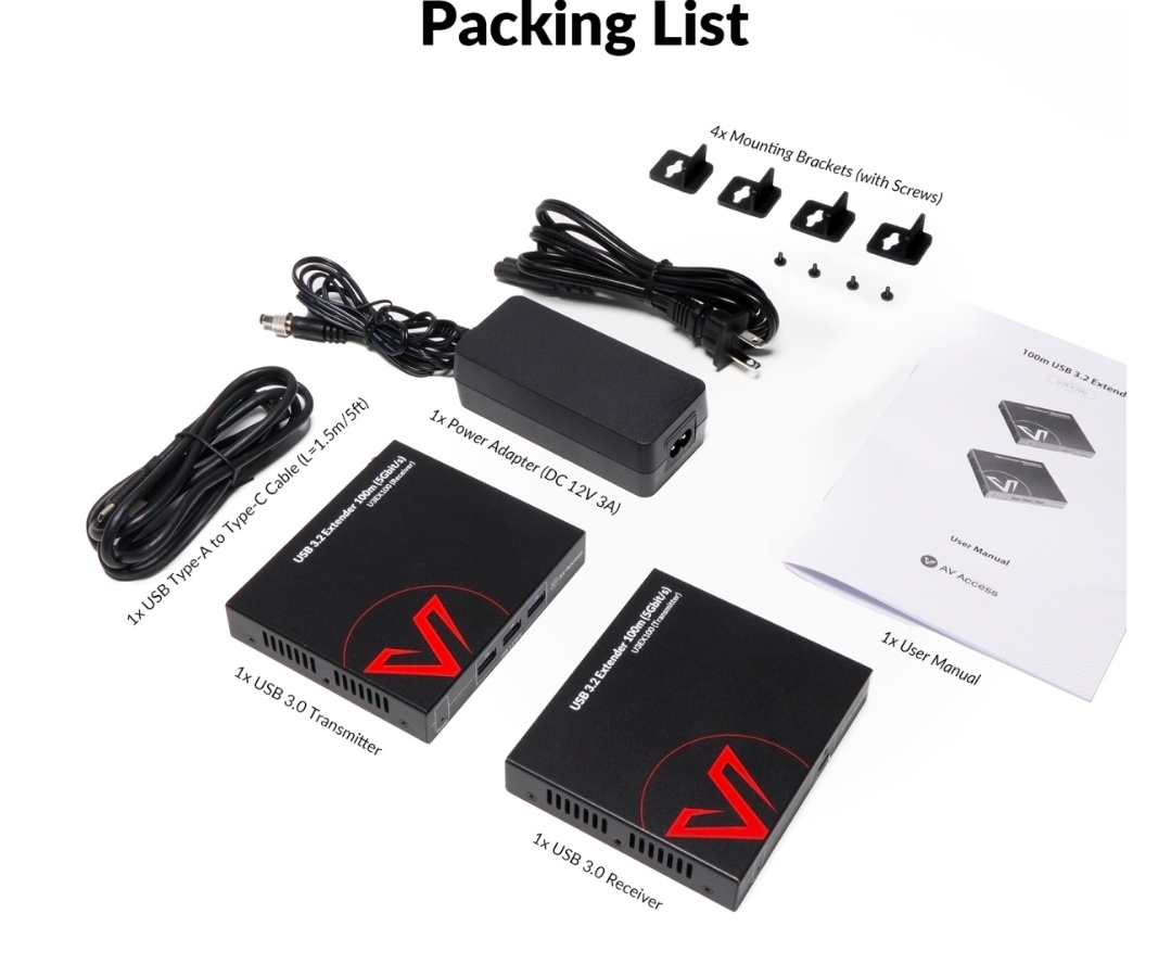 USB 3.2 Extender AV Access U3EX100 cez Cat6a/7 (100m) - 3
