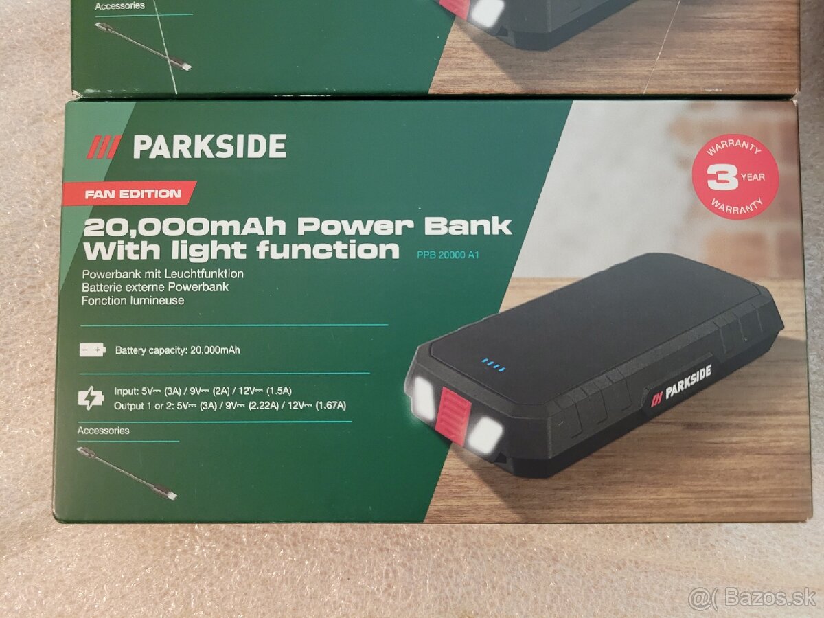NOVÁ Parkside Powerbanka 20000mAh Vodeodolná Fan edition - 3