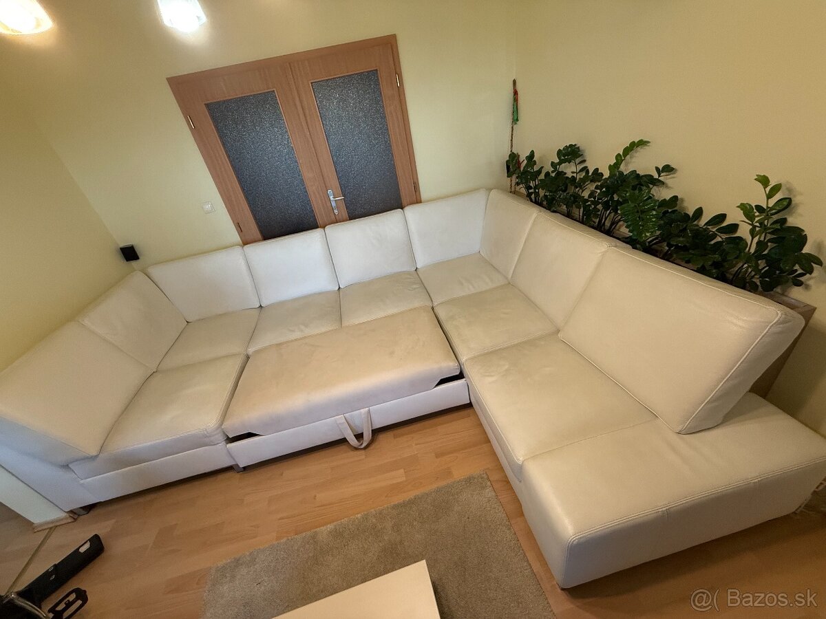 Bielka kožená sedacia súprava gauč HAMMER - 3