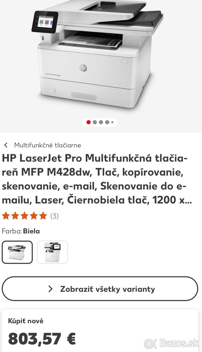 HP LaserJet Pro Multifunkčná tlačiareň MFP M428dw, Tlač, ko - 3