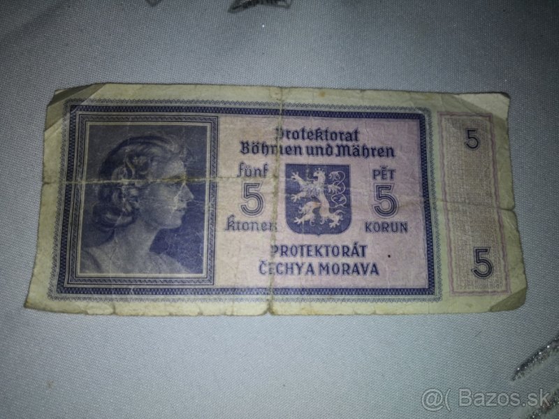 Bankovky 5 korun 1940 , mince - 3