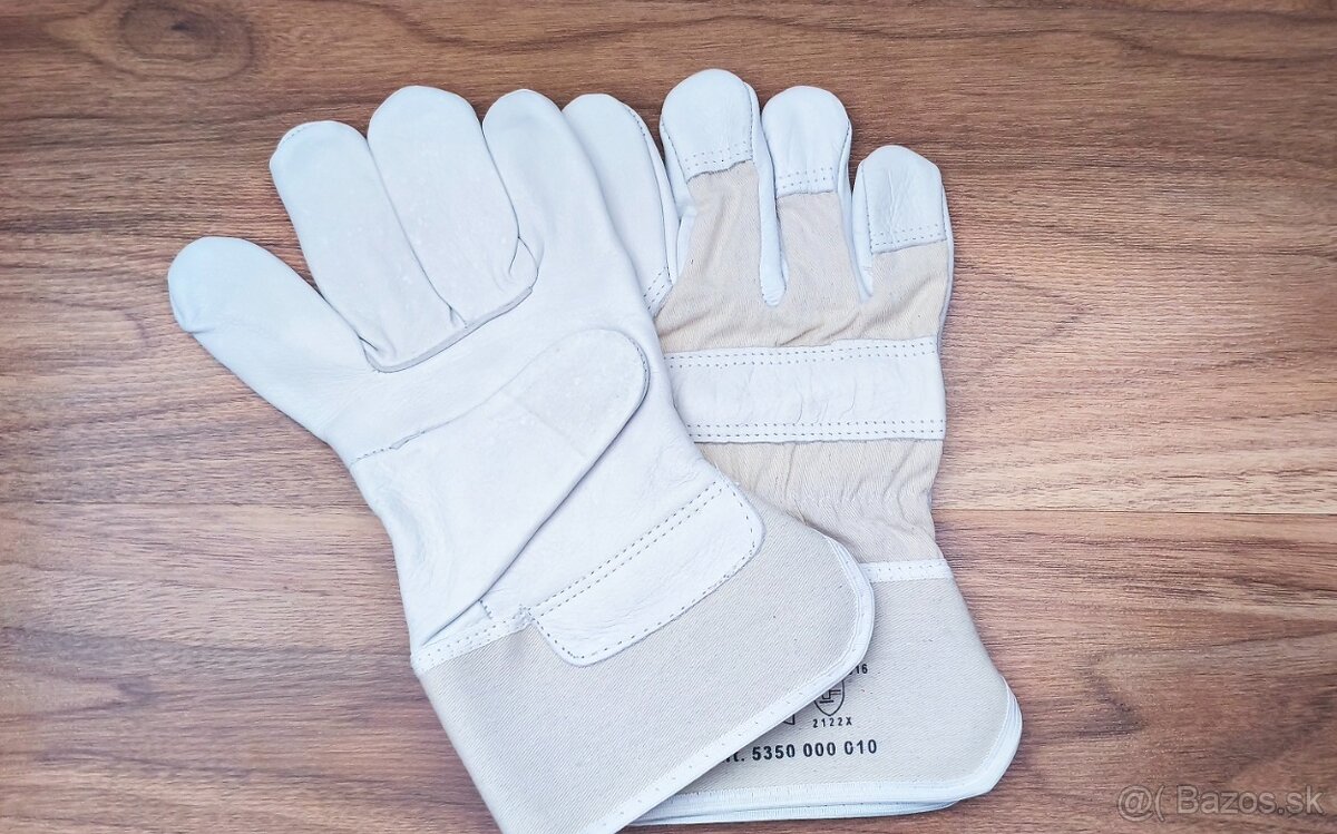 Pracovné rukavice Wurth W20, č. 10, kožené, bielo-krémové - 3