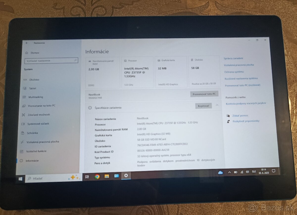 2v1 dotykový tablet/notebook Netbook s Windows 10 - 3