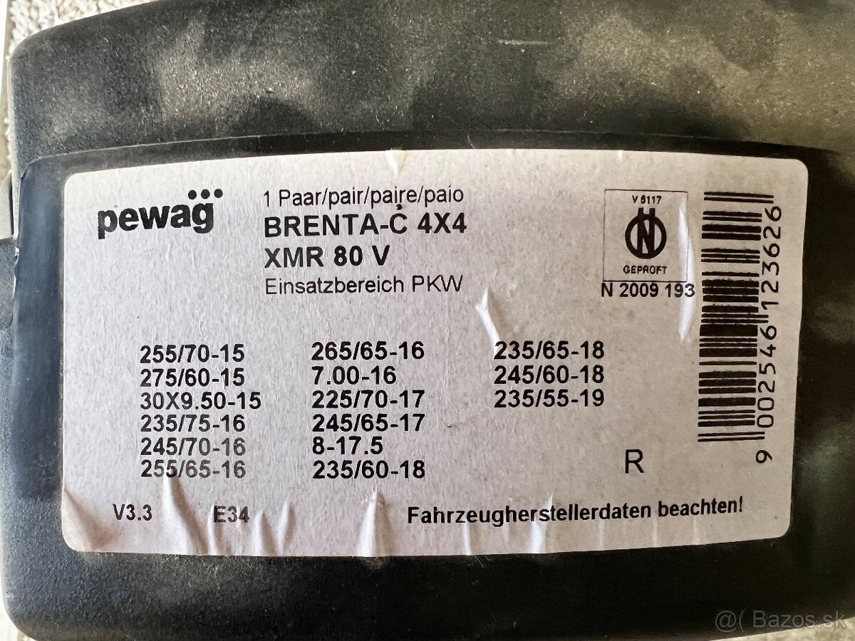 Predám reťaze Pewag Brenta - C 4x4 XMR 80V - 3