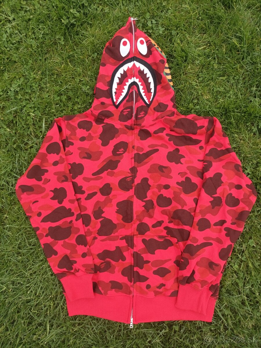 Mikina Bape Červená veľkosť XL sedí aj L - 3