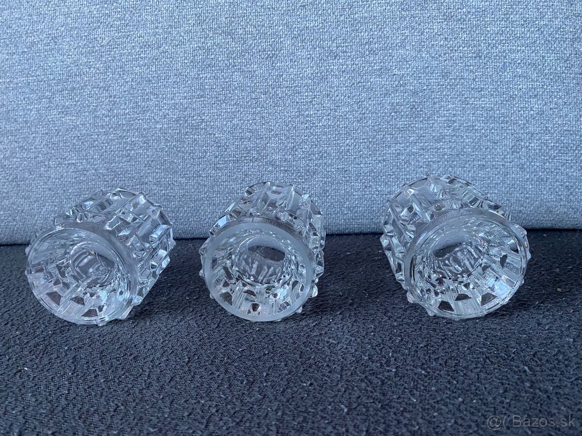 Svietniky a váza - číre sklo - 3