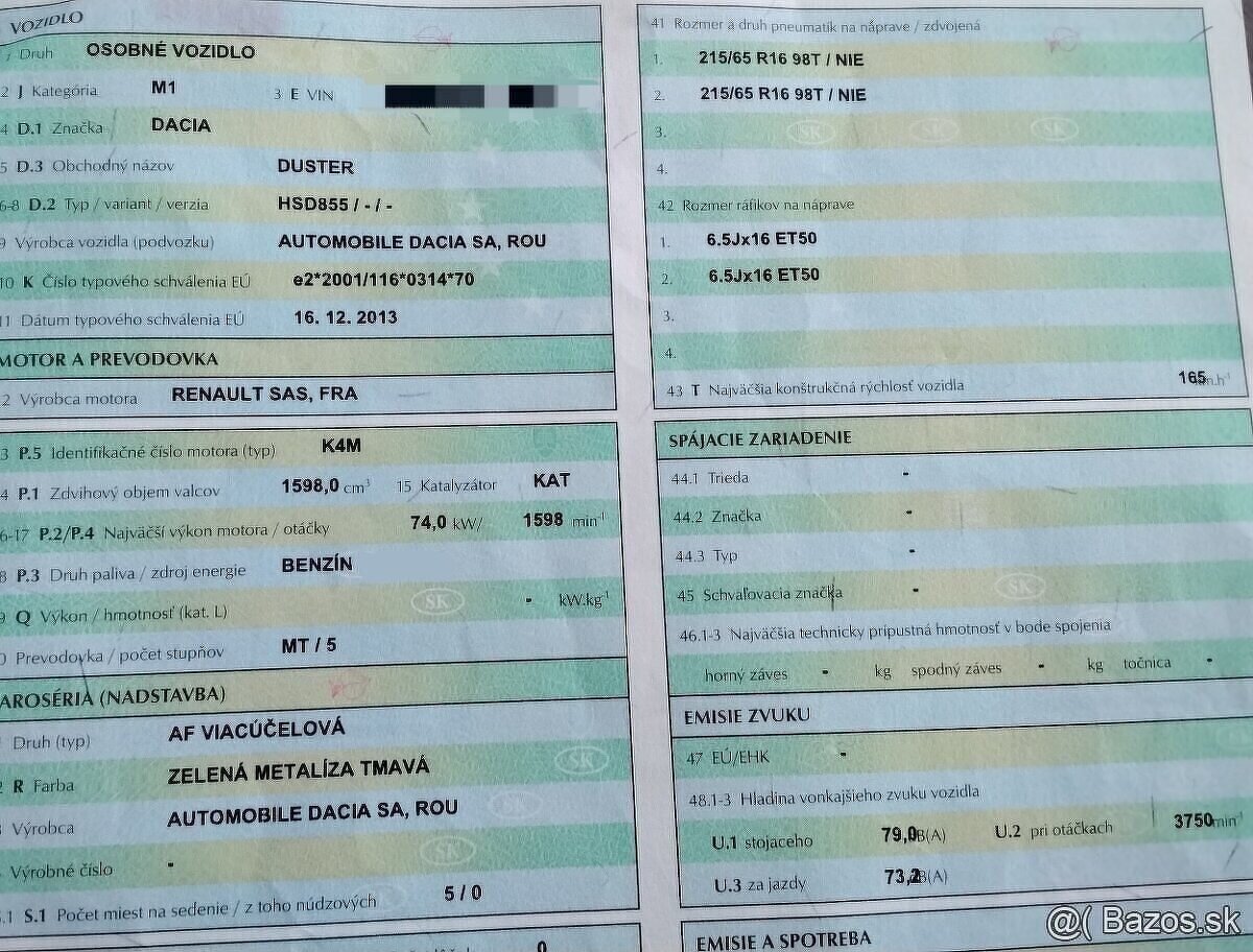 DACIA DUSTER 1.6 2013 predám MOTOR K4MZ835, PREVODOVKA 5 rýc - 3