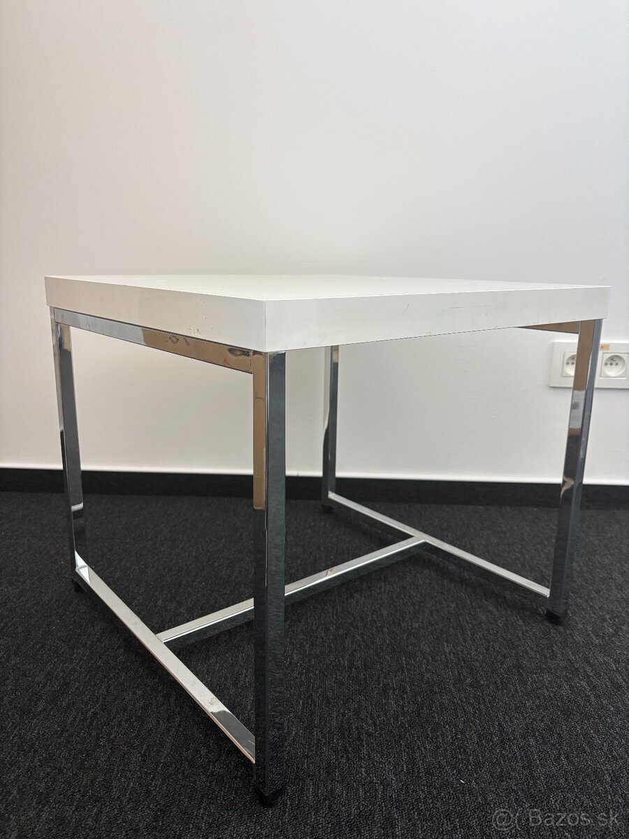 Konferenčný stolík biely, nerezový rám - položka 77 - 3