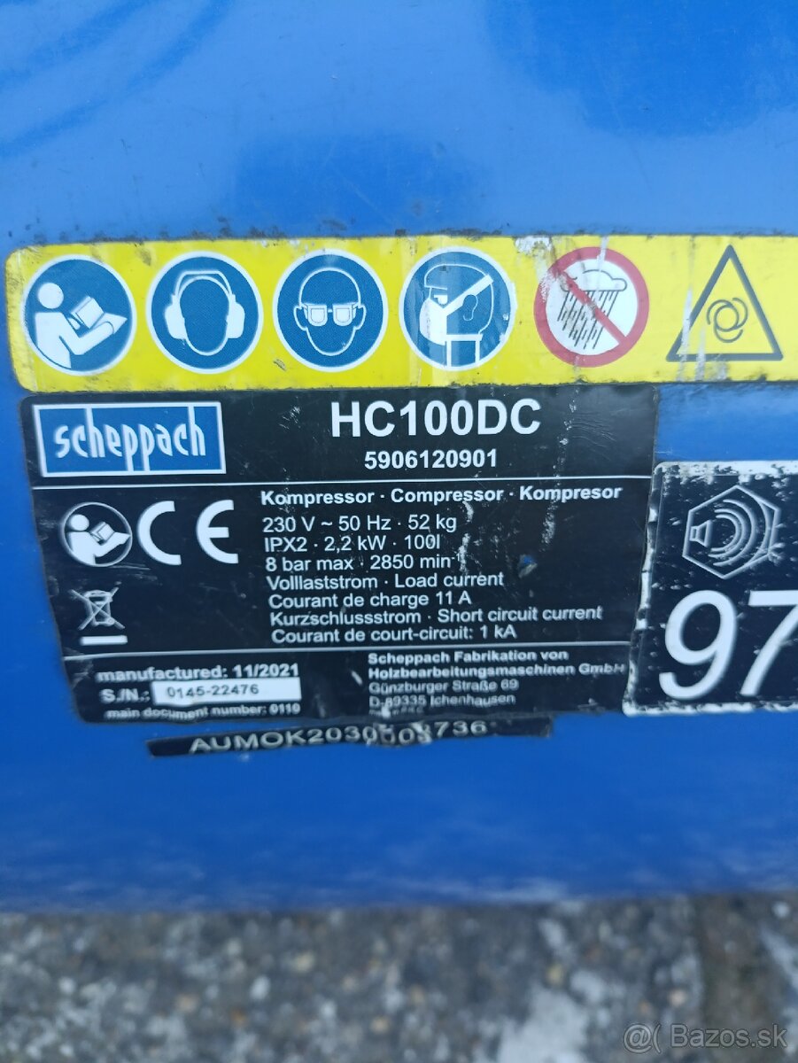 Scheppach HC100DC s objemom vzdušníka 100 litrov - 3