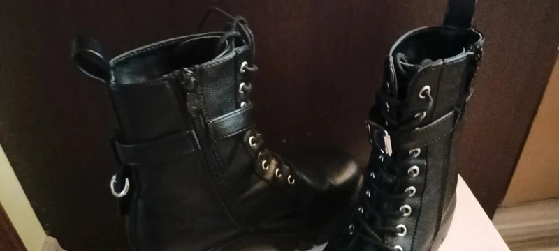 členkové kožené topanky na platforme vel. 36 - 3