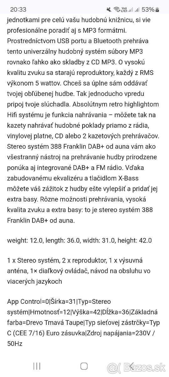 Ponúkam na predaj Auna 388 Franklin Dab+, Stereo systém. - 3