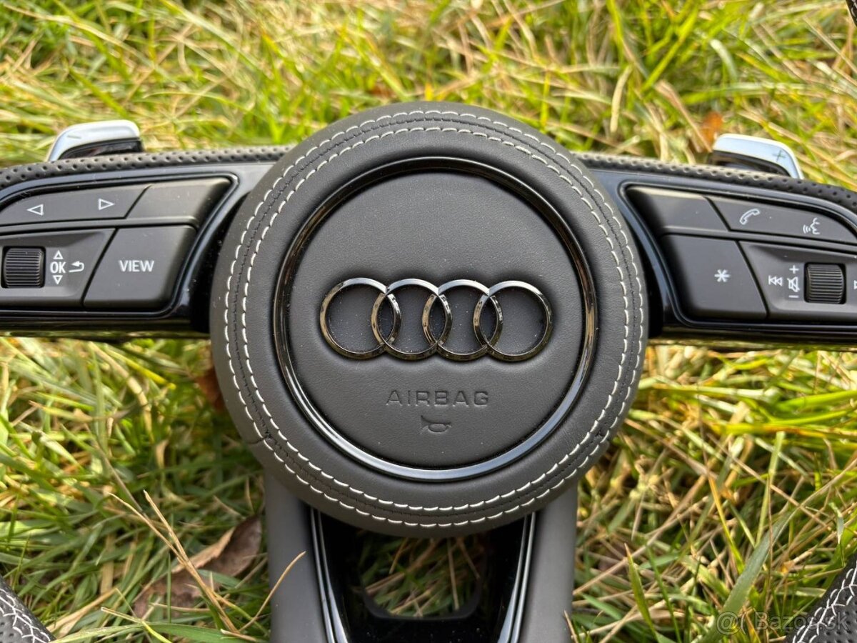 ŠPORTOVY ZKOSENY AUDI VOLANT + PADLA + AIRBAG s logom S - 3