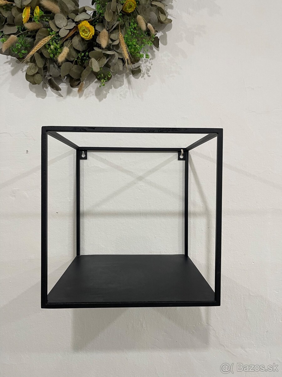 Kovové nástenné police 30×30×30 cm – industrial - 3