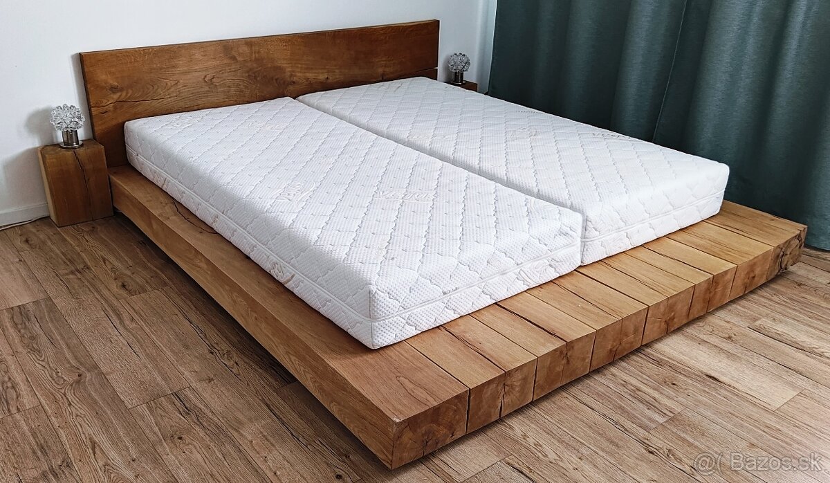 Manželská posteľ, masív dub - 3