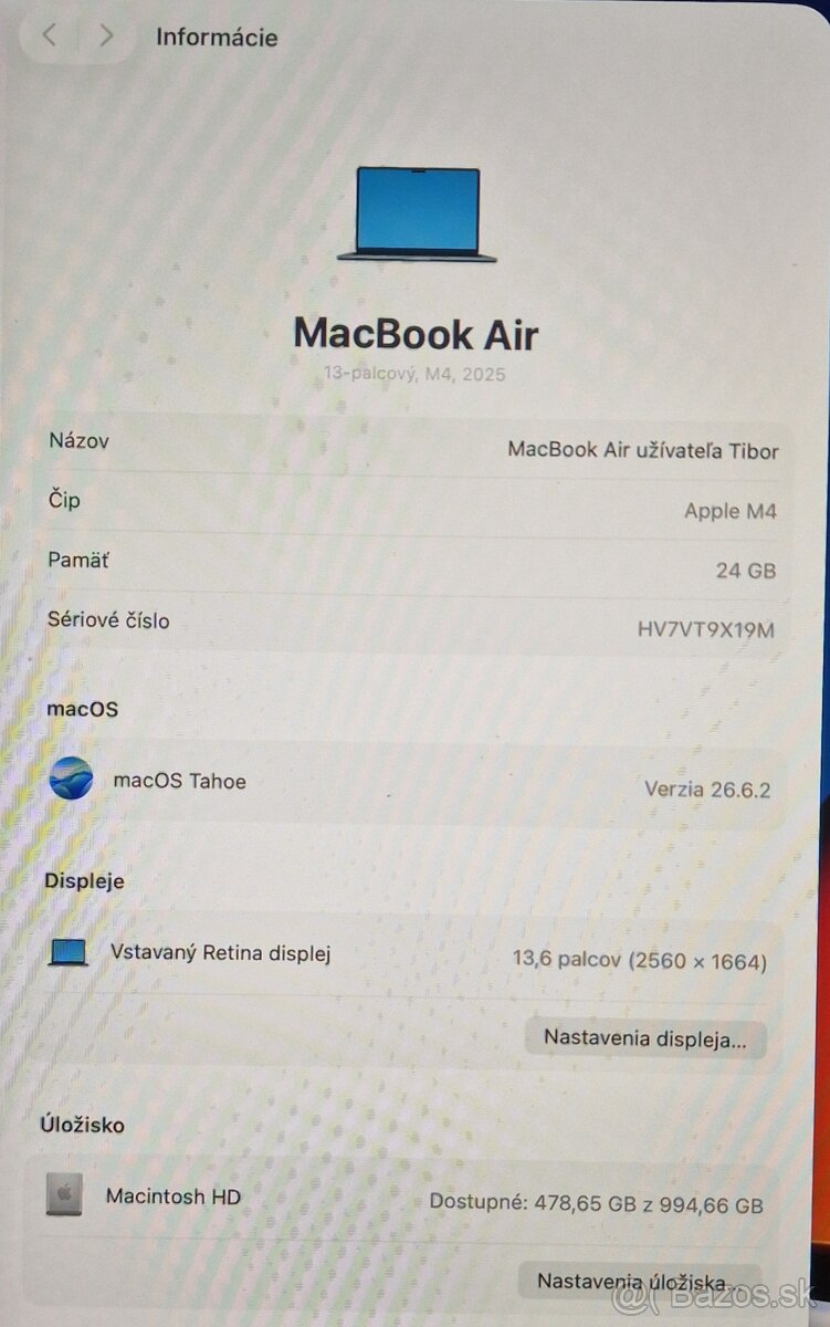 Macbook Air 13" M4 10C/8C 24GB RAM 1TB SSD - 3