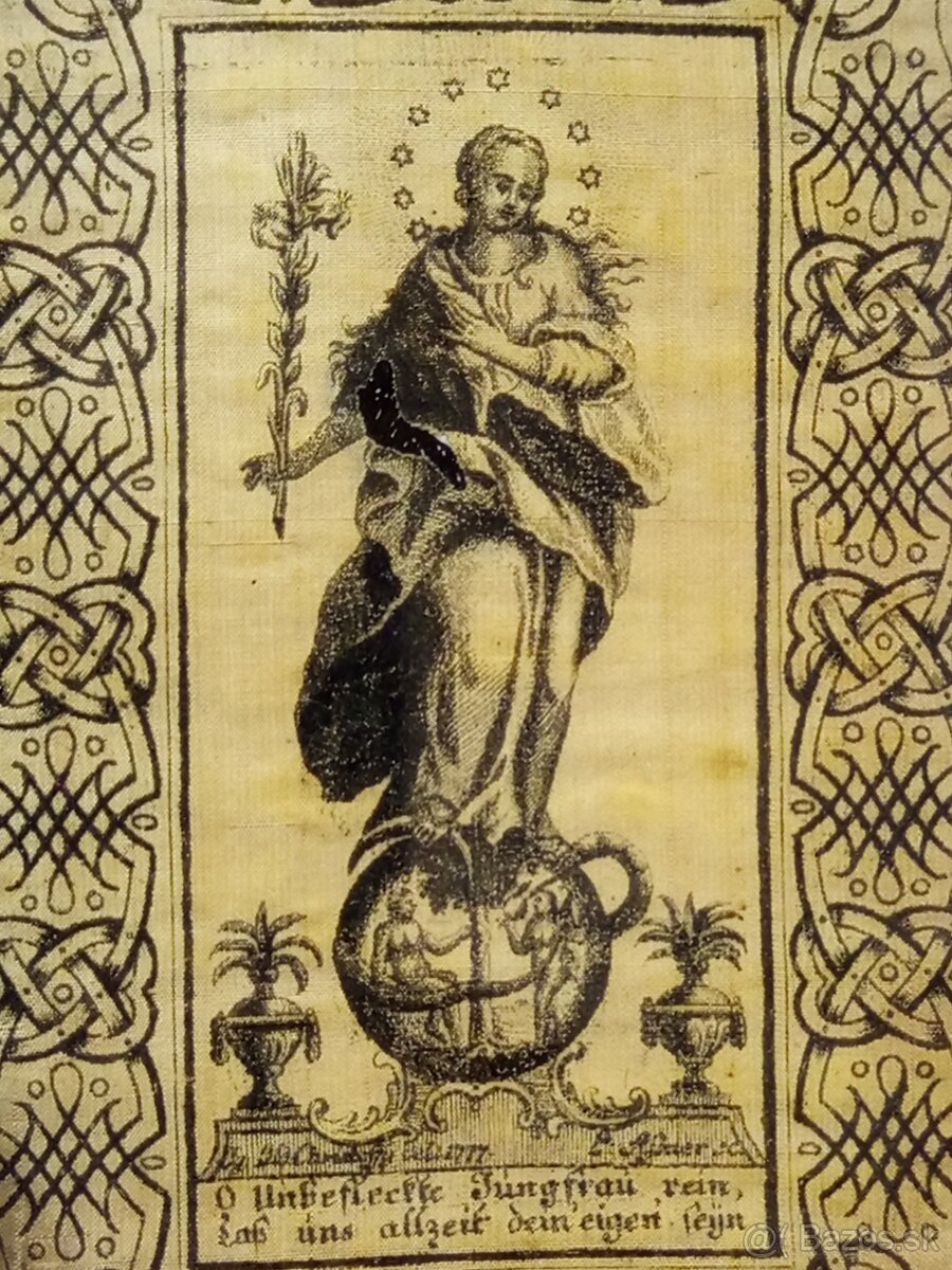 248-ročná baroková grafika na HODVÁBE (1777) - Leopold Assne - 3